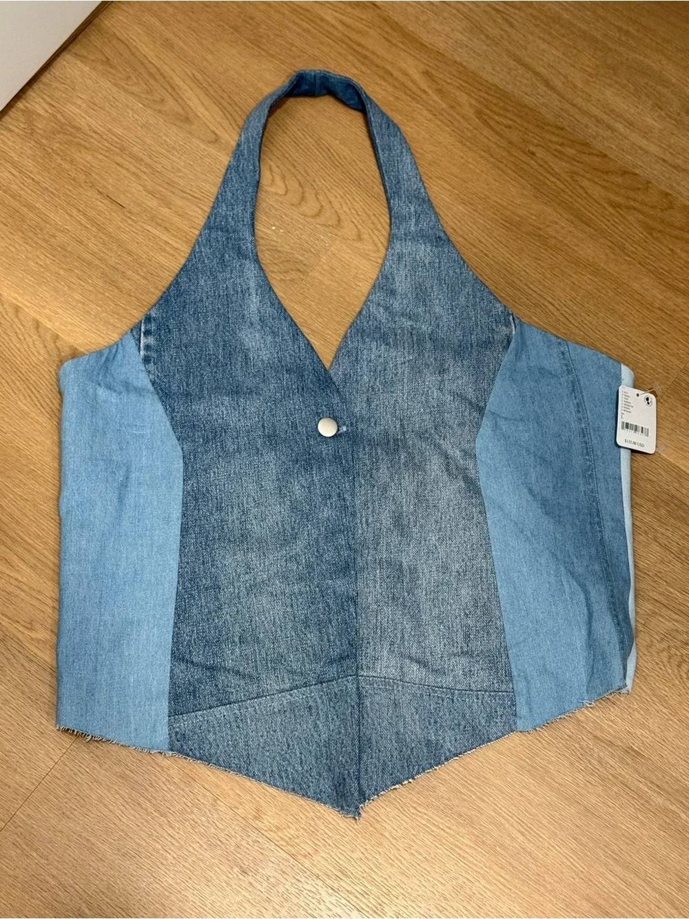 Free People x Tricia Fix Denim Vest NWT Size Large Collab